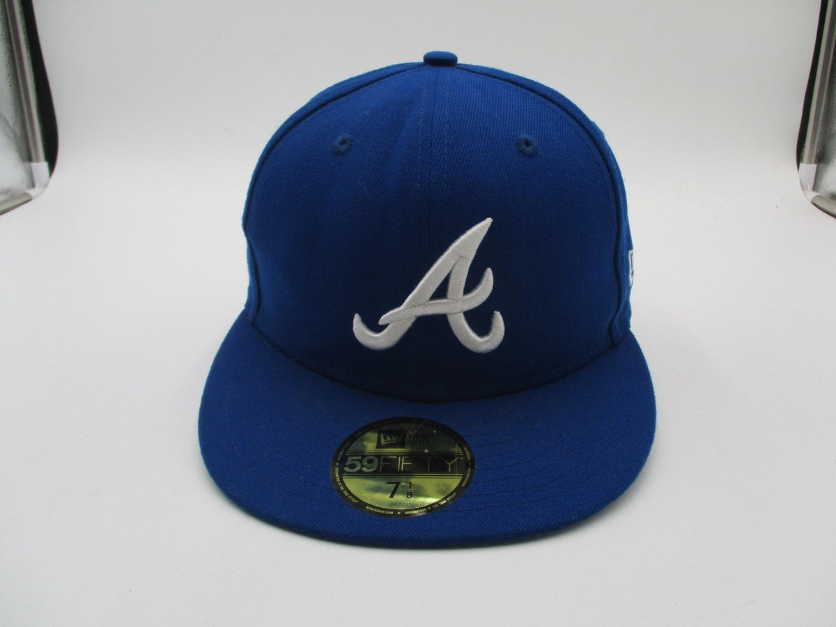 Atlanta Braves Hat Cap Fitted Mens 7 1/8 Blue MLB Baseball 59FIFTY New Era1