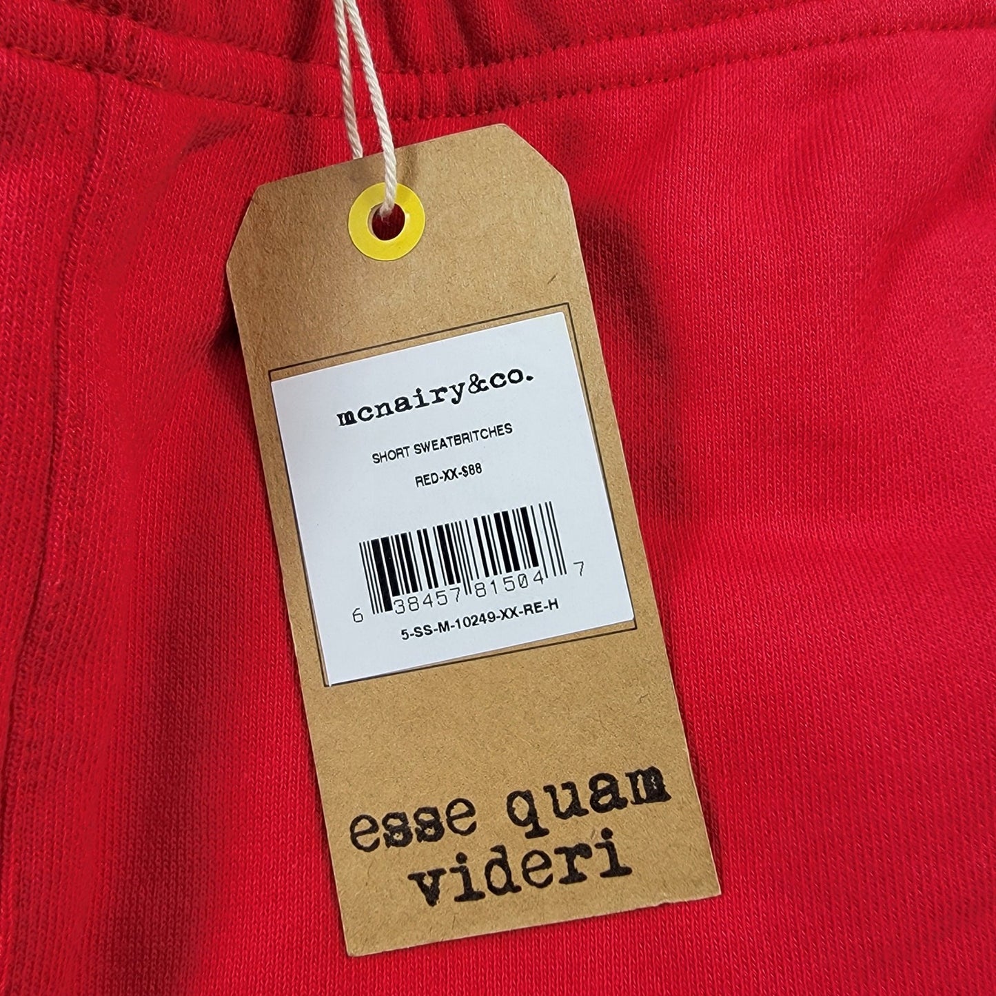 McNairy & Co Sweat Shorts XXL Red Organic Cotton Lounge Streetwear