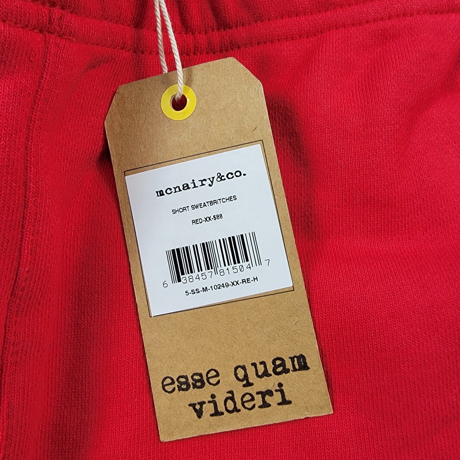 McNairy & Co Sweat Shorts XXL Red Organic Cotton Lounge Streetwear