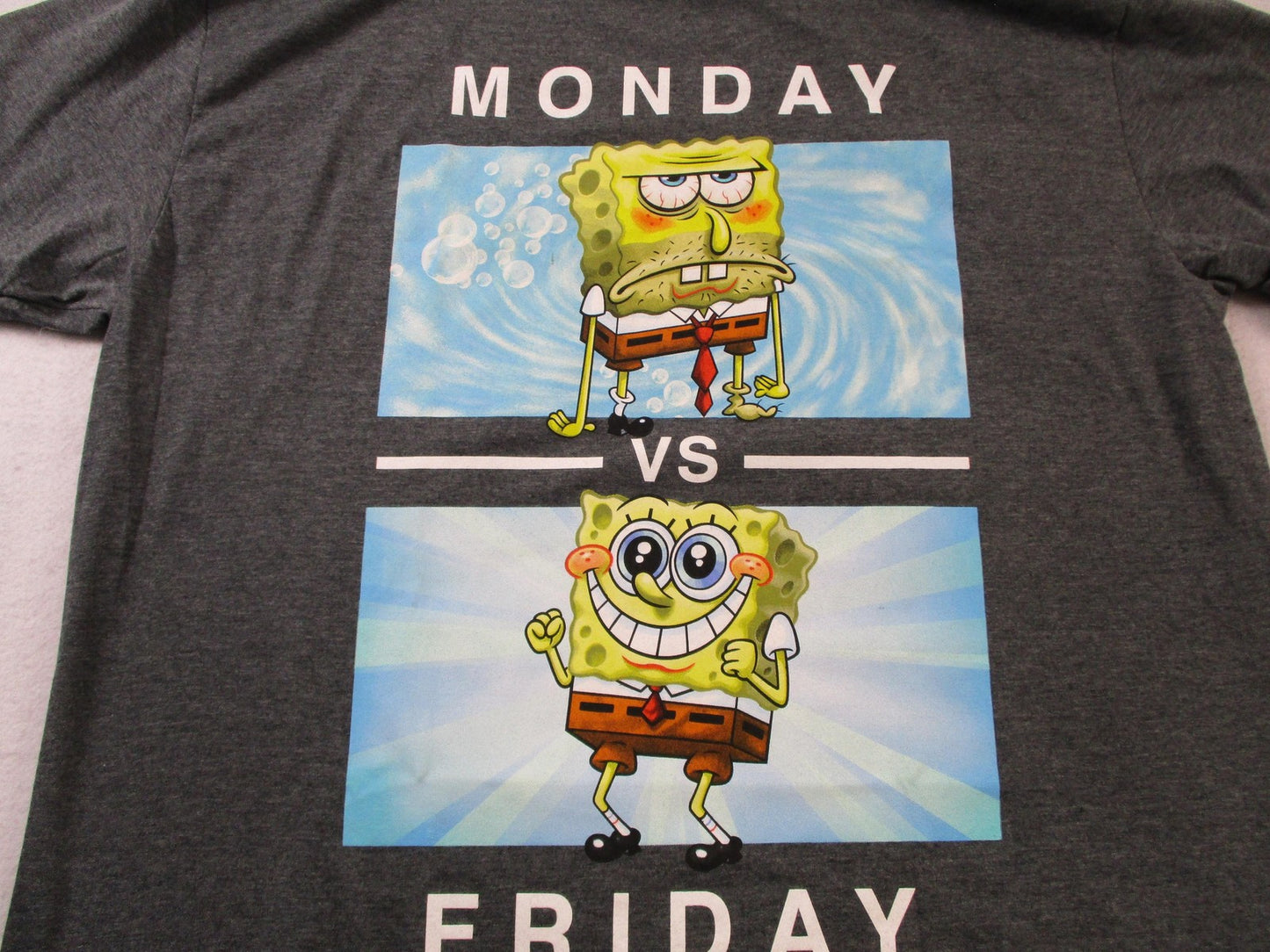SpongeBob SquarePants Shirt Mens 2XL Gray Monday VS Friday Hybrid Apparel Funny5