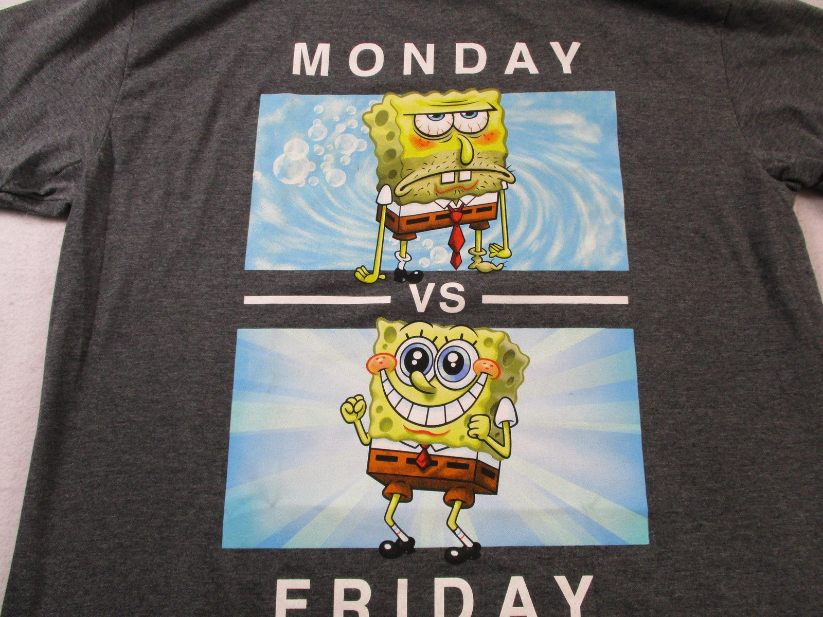 SpongeBob SquarePants Shirt Mens 2XL Gray Monday VS Friday Hybrid Apparel Funny5