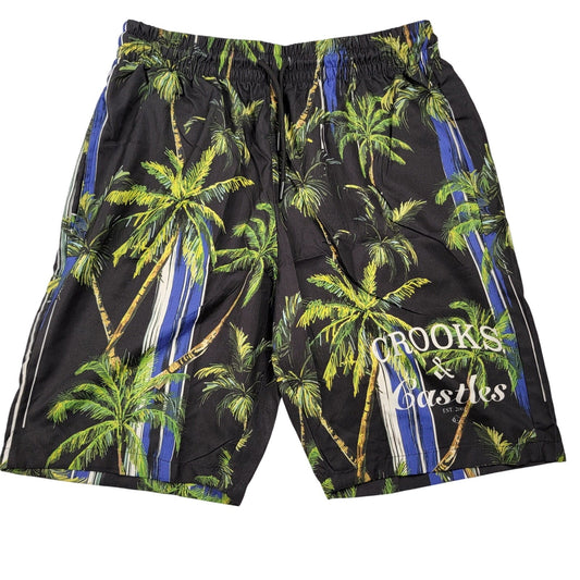 Crooks & Castles Palm Tree Print Boardshorts Men’s Medium Tropical Swim Trunks0