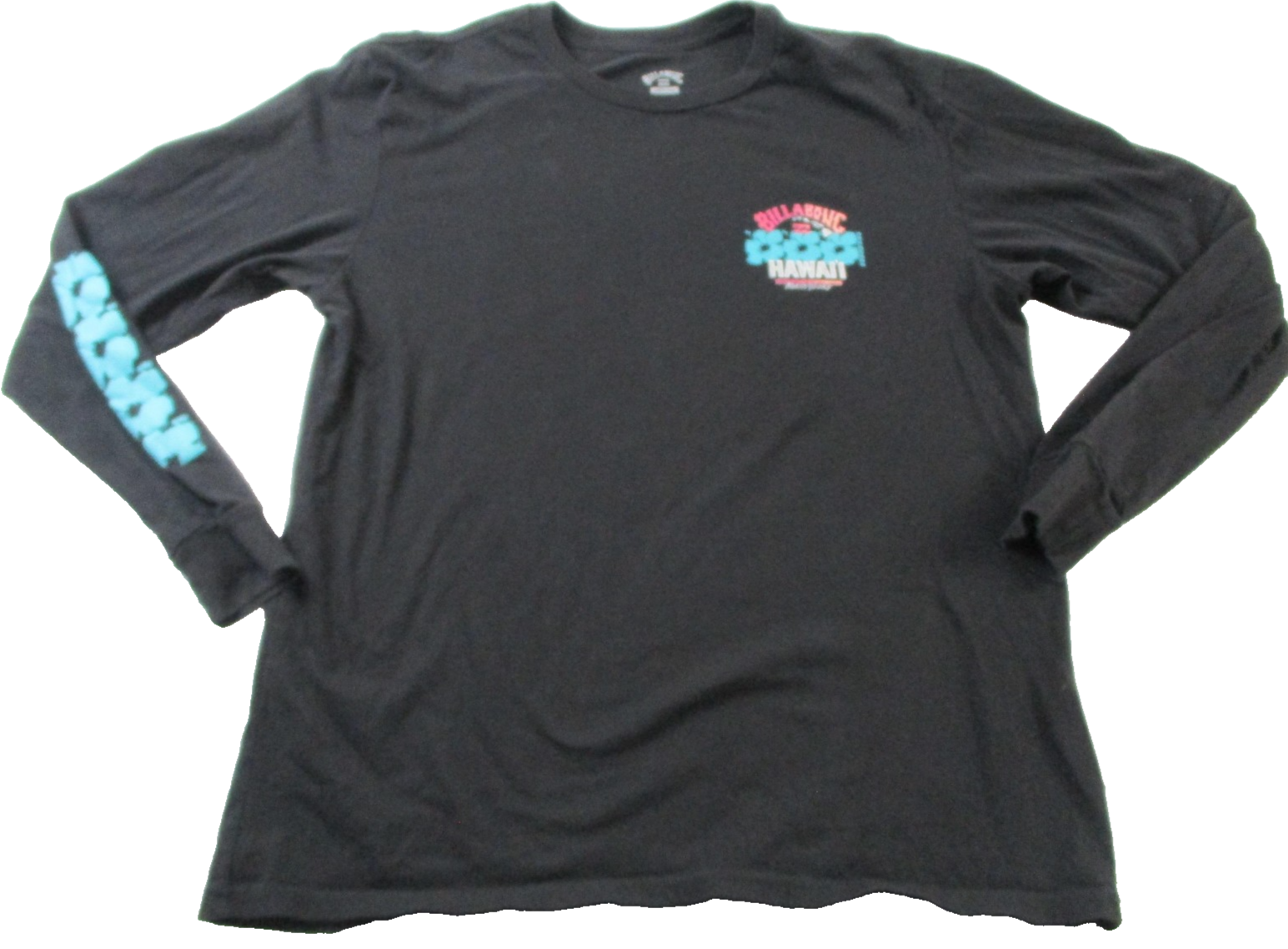 Billabong Hawaii Shirt Mens Medium Black Long Sleeve North Shore Surf Graphic0