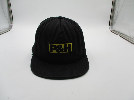 Vintage P&H Hat Cap Snap Back Mens One Size Black Logo Patch Industrial Workwear0