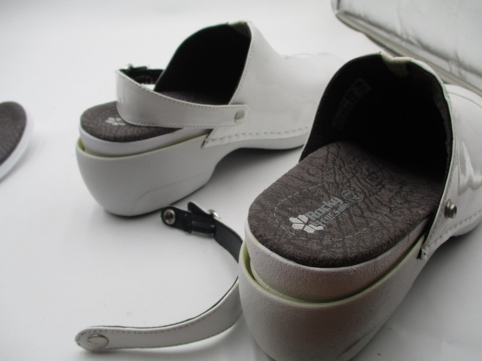 Rocky 4EurSole Shoes Womens Size 10 White Patent Clog Slip Resistant RKH05123