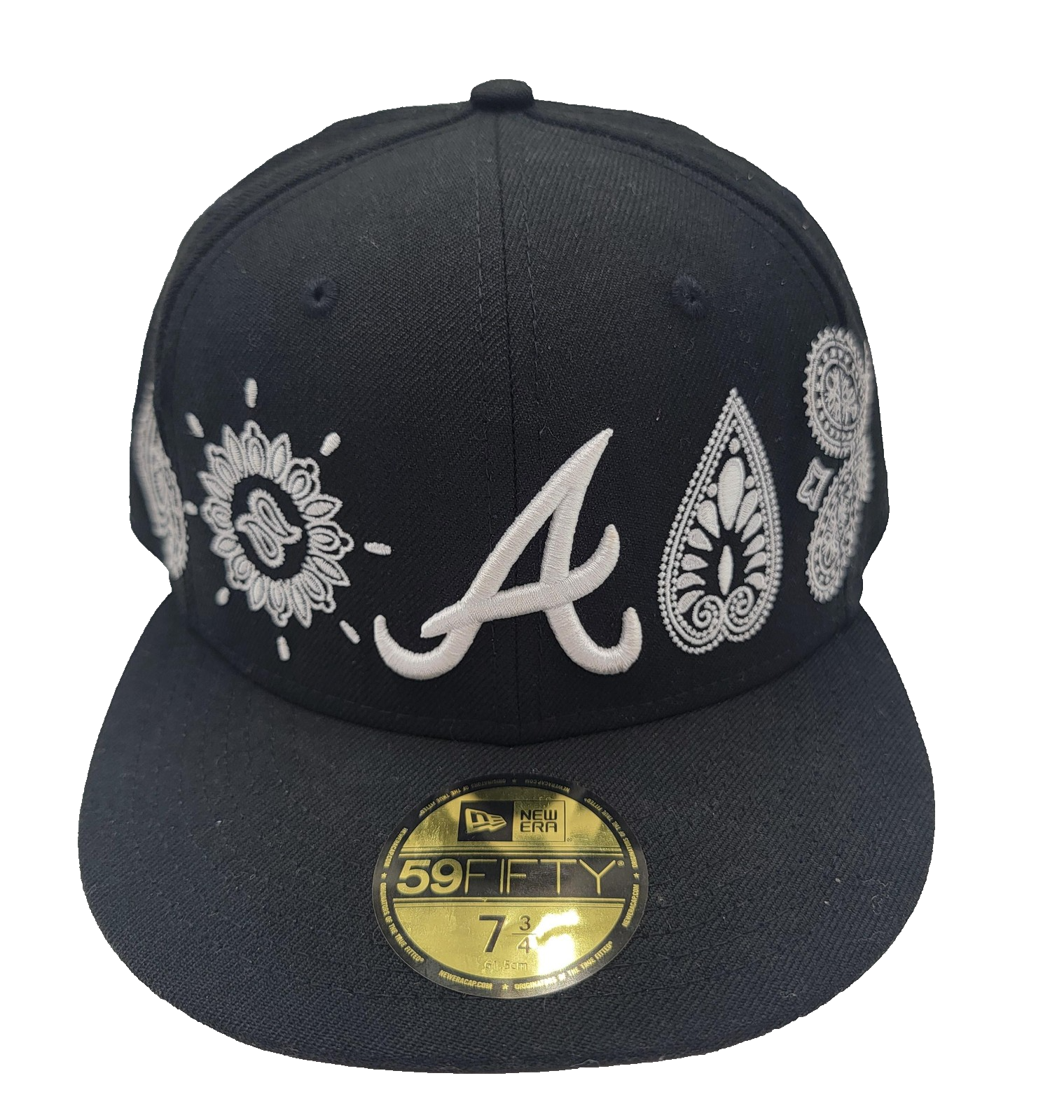 Atlanta Braves Hat Cap Fitted Mens 7 3/4 MLB Baseball Paisley Elements New Era0