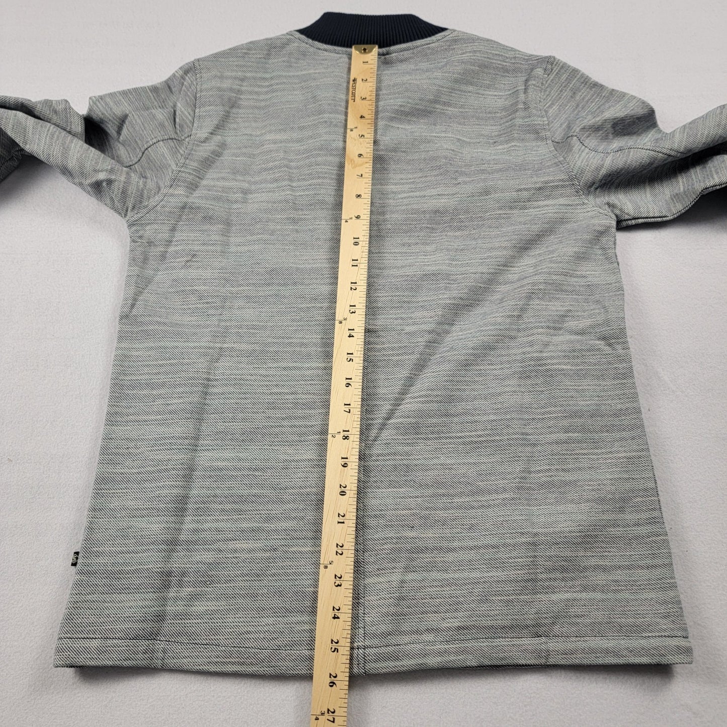 Indigo Star Men’s Bomber Shirt Jacket Grey SpaceDyed Twill Size S NWT