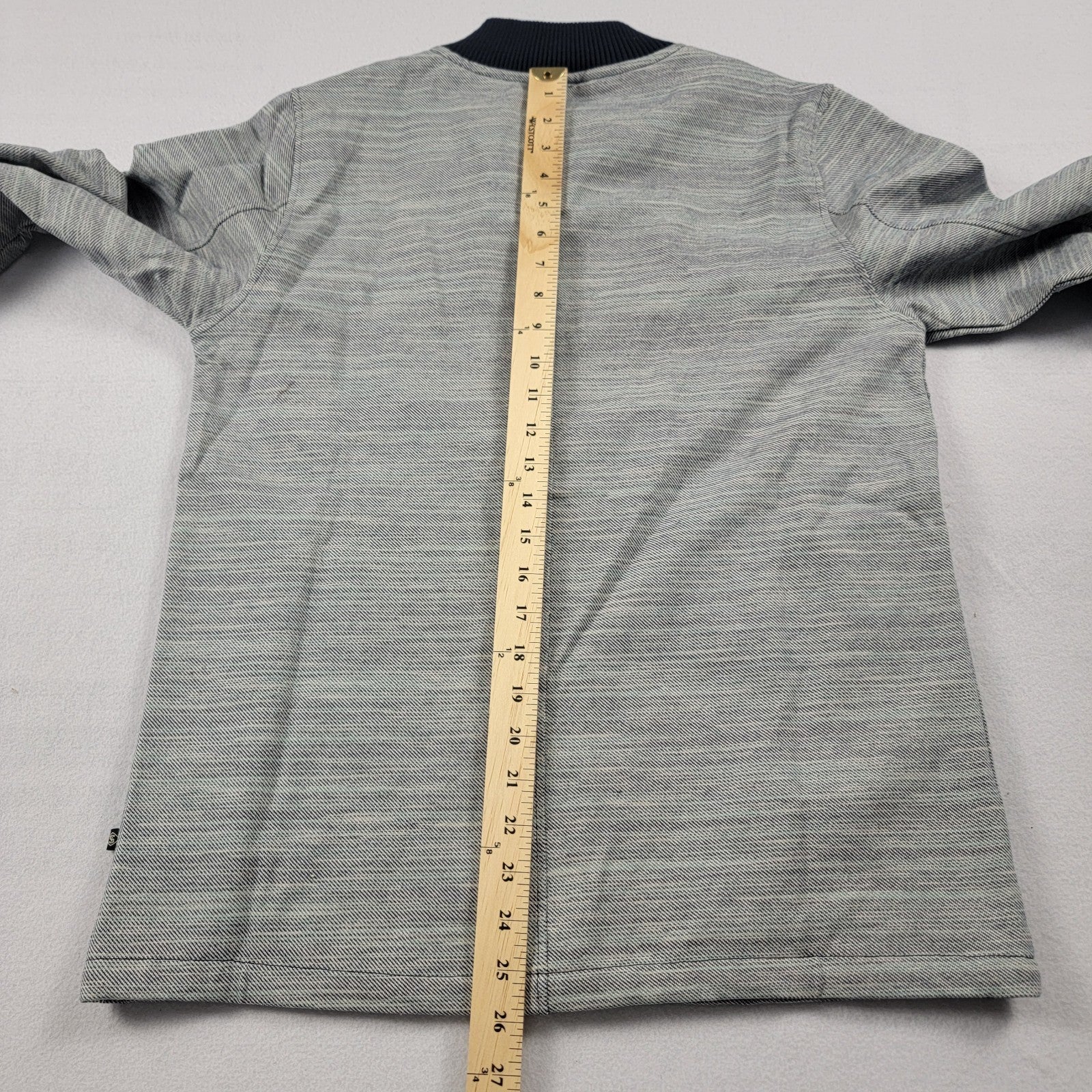 Indigo Star Men’s Bomber Shirt Jacket Grey SpaceDyed Twill Size S NWT