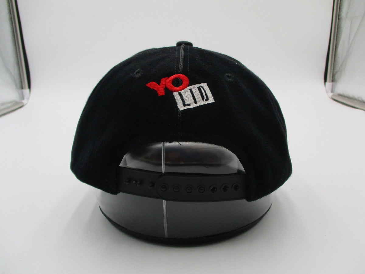 Yo Lid Hat Cap Snap Back Mens One Size Black Yo Wats Up Cartoon Embroidered4