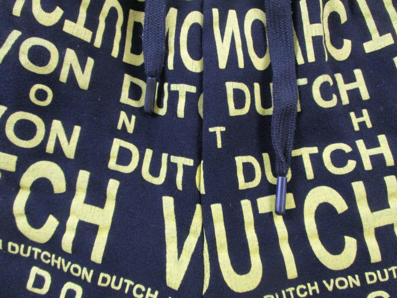 Von Dutch Pants Mens Large Black Neon All Over Logo Joggers Sweatpants 14283