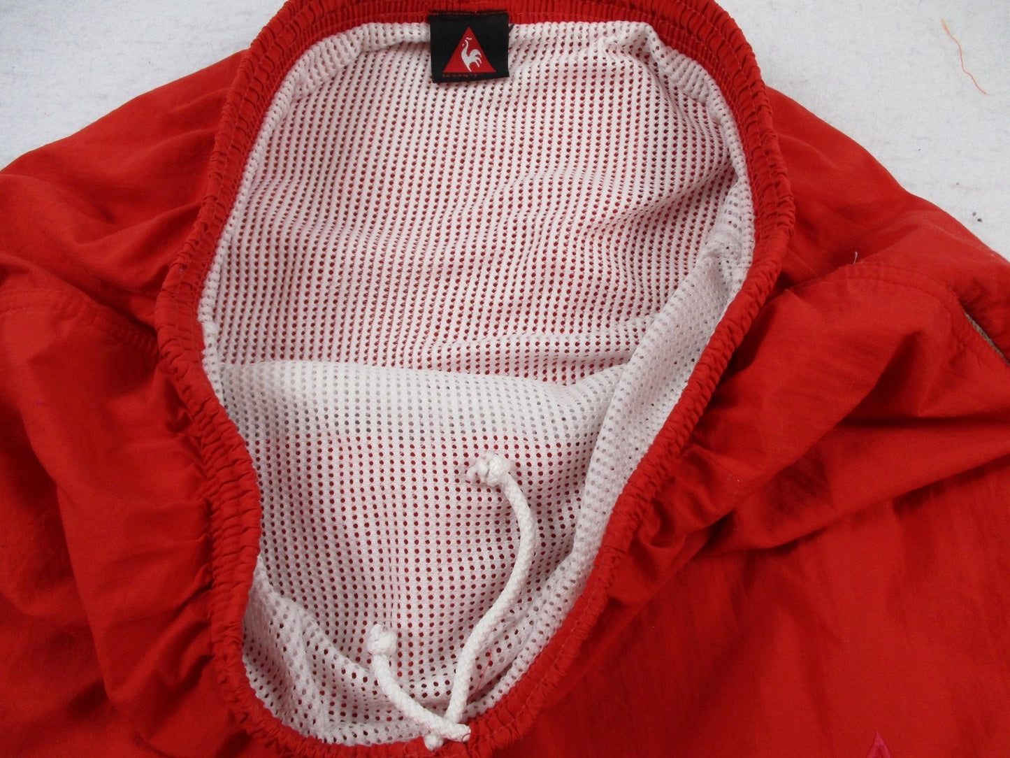 Le Coq Sportif Swim Trunks Men Size M Red Elastic Waist Mesh Lined Preowned 17274