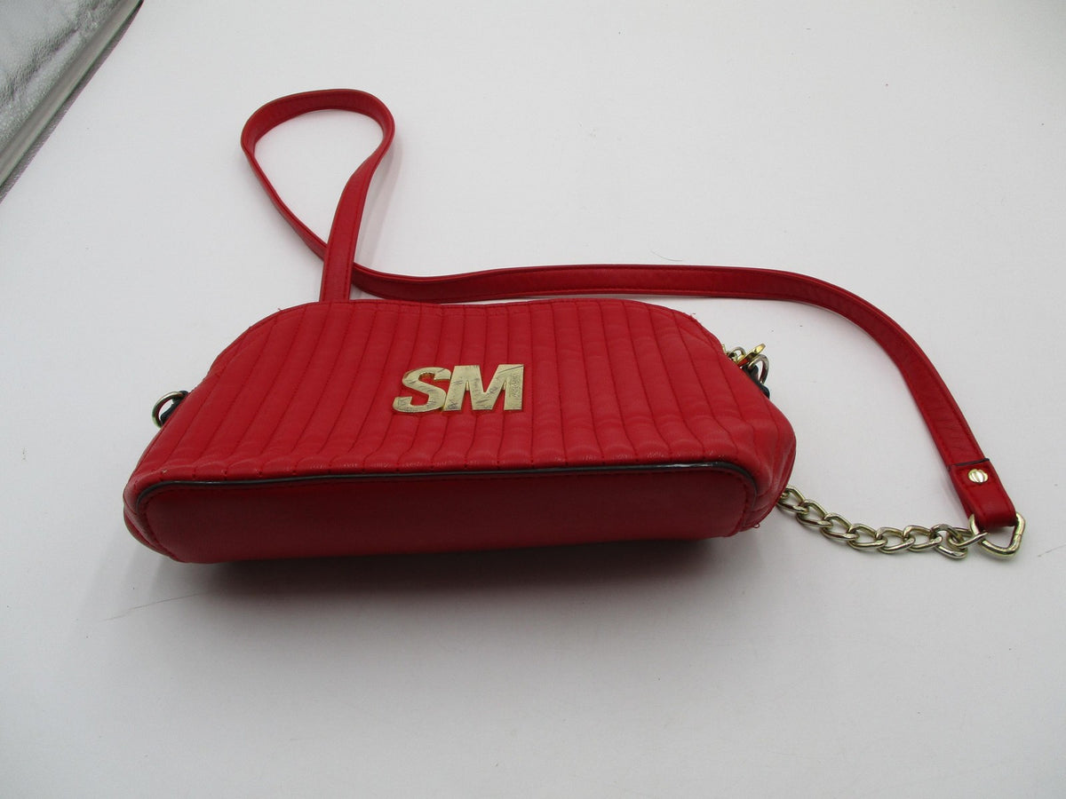 Steve Madden Crossbody Bag Womens Small Red Quilted Faux Leather Gold SM Logo6
