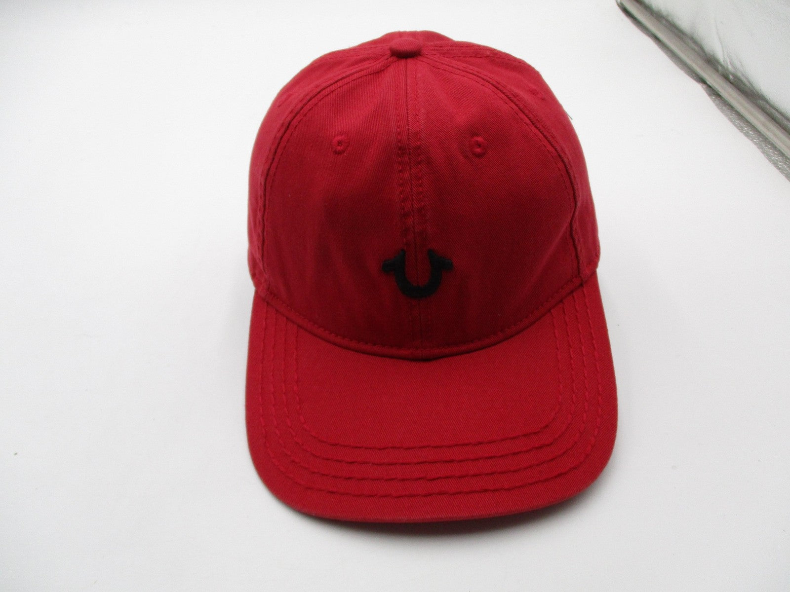 True Religion Hat Cap Strap Back Mens One Size Red Horseshoe Logo Baseball5