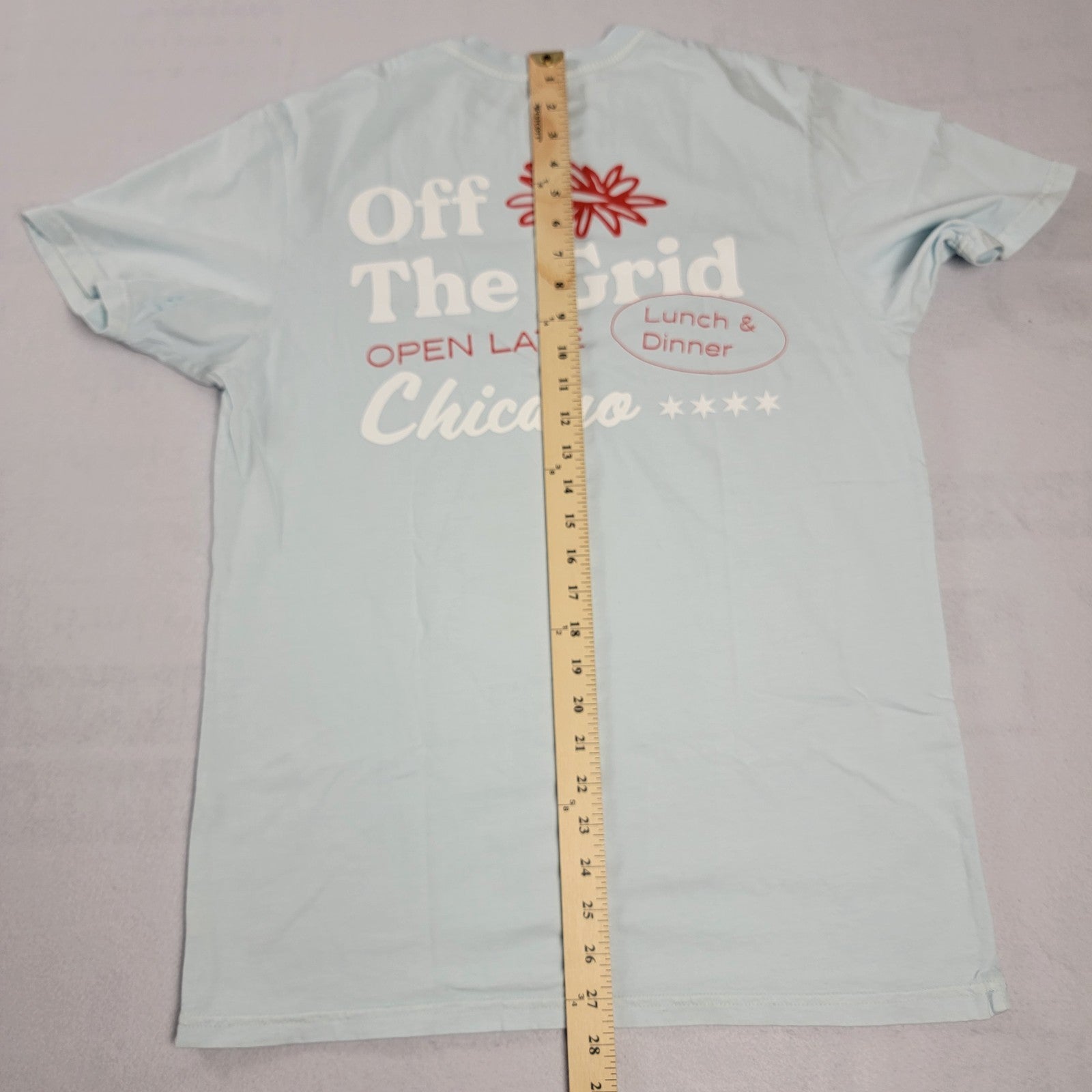 John Summit Open Late Chicago Tee Light Blue Medium New 100% Cotton