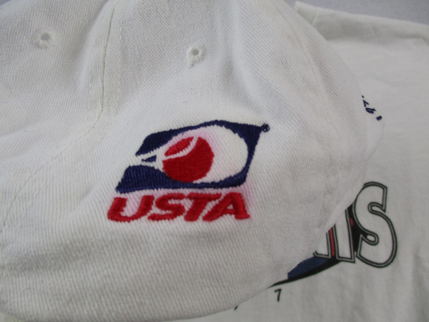 Vintage USTA 90's US Open Shirt & Hat Mens XL White Tennis Arthur Ashe Nike 14184