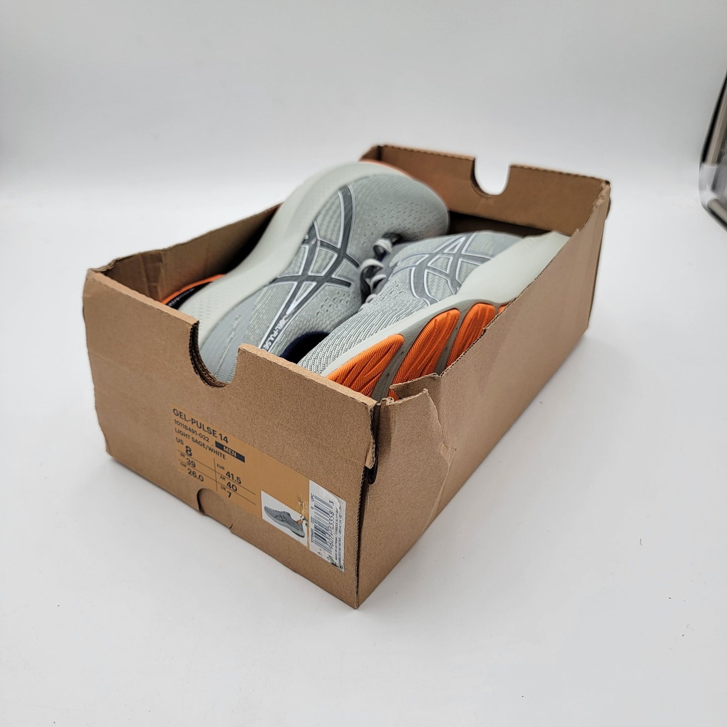 Mens ASICS Gel Pulse 14 Light Sage Orange Sz 8 NIB Running Shoe Lightweight7