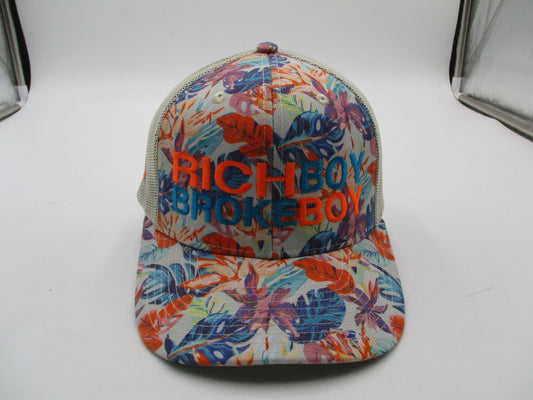 Crowns By Lids Hat Cap Snap Back Mens One Size Floral Rich Boy Broke Boy Trucker0