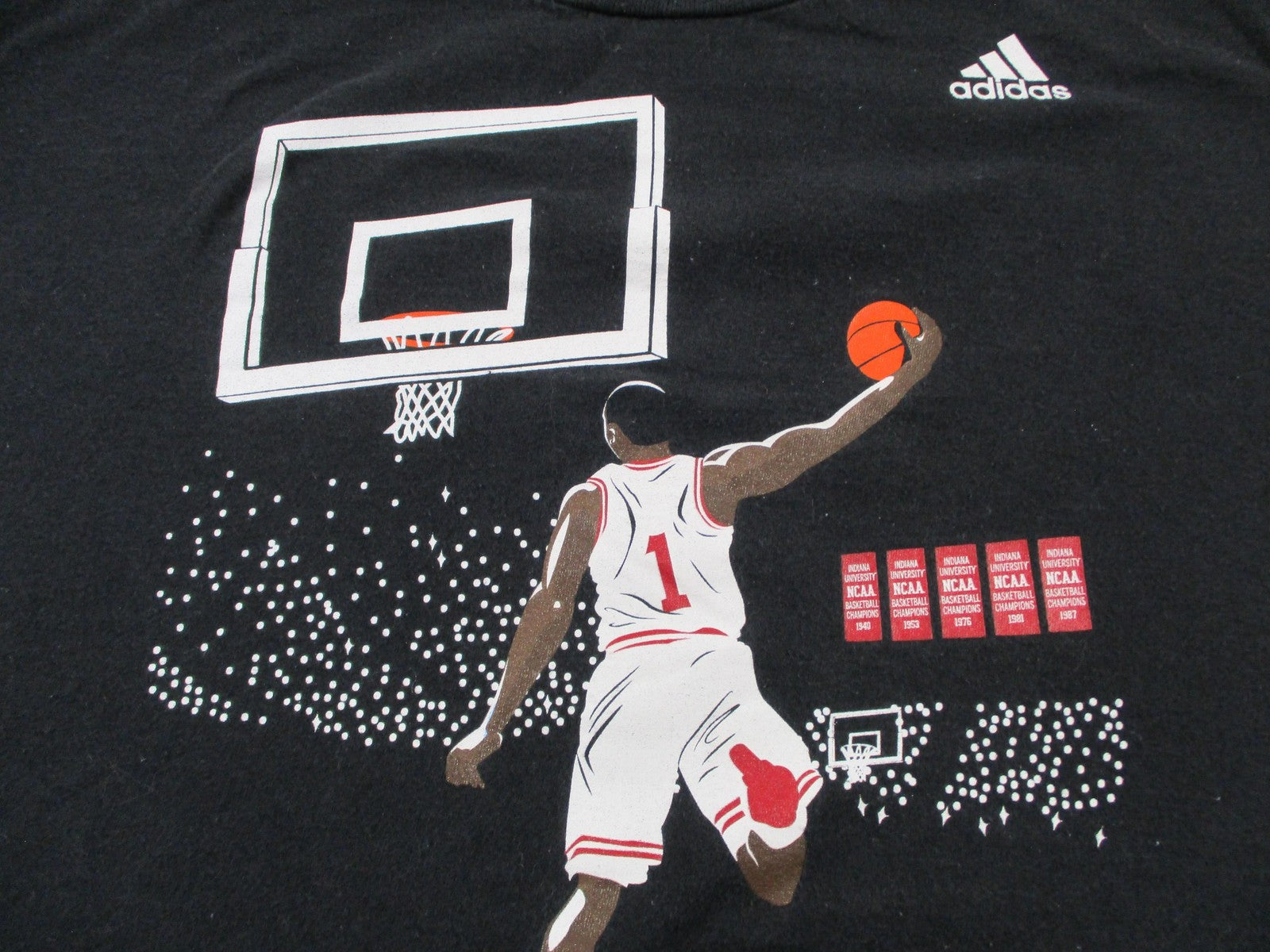 Indiana Hoosiers Shirt Mens Small Black NCAA Basketball Adidas Dunk Graphic Tee3