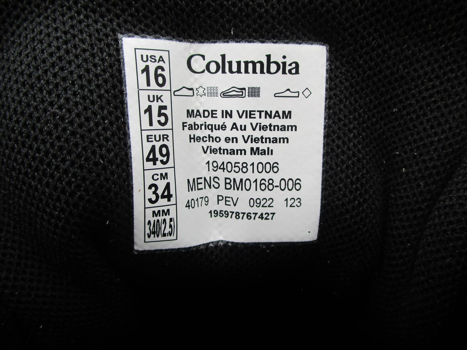 Columbia Hiking Shoes Mens Size 16 Gray Black Waterproof OmniTech BM016800613