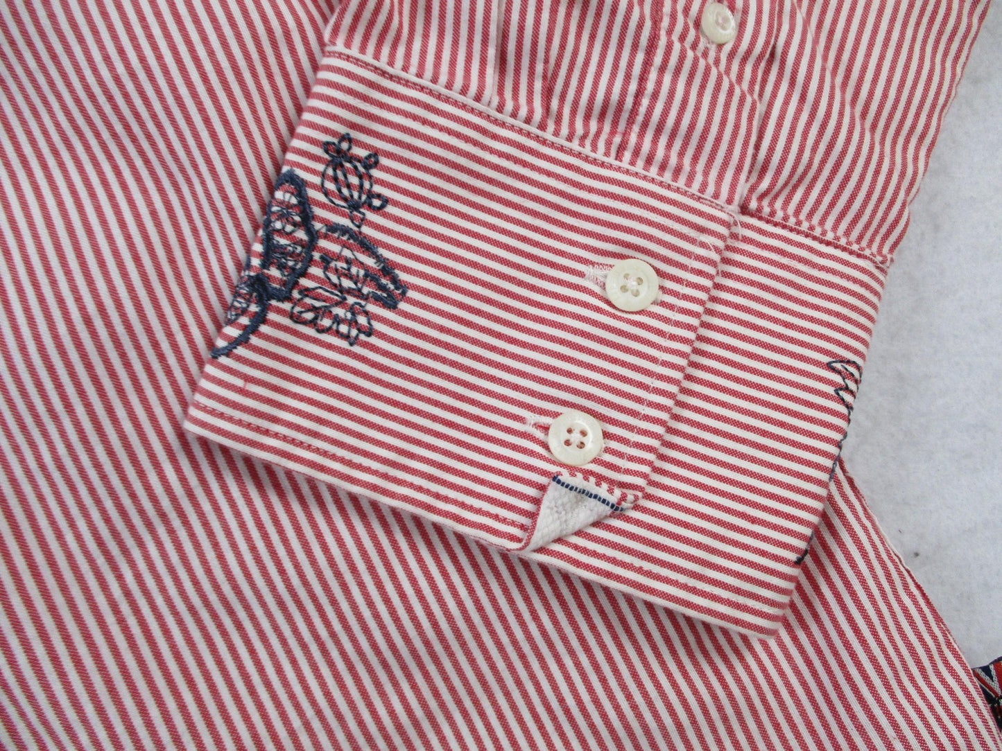 English Laundry Shirt Mens 2XL Red Striped Long Sleeve Embroidered ELW810 15595