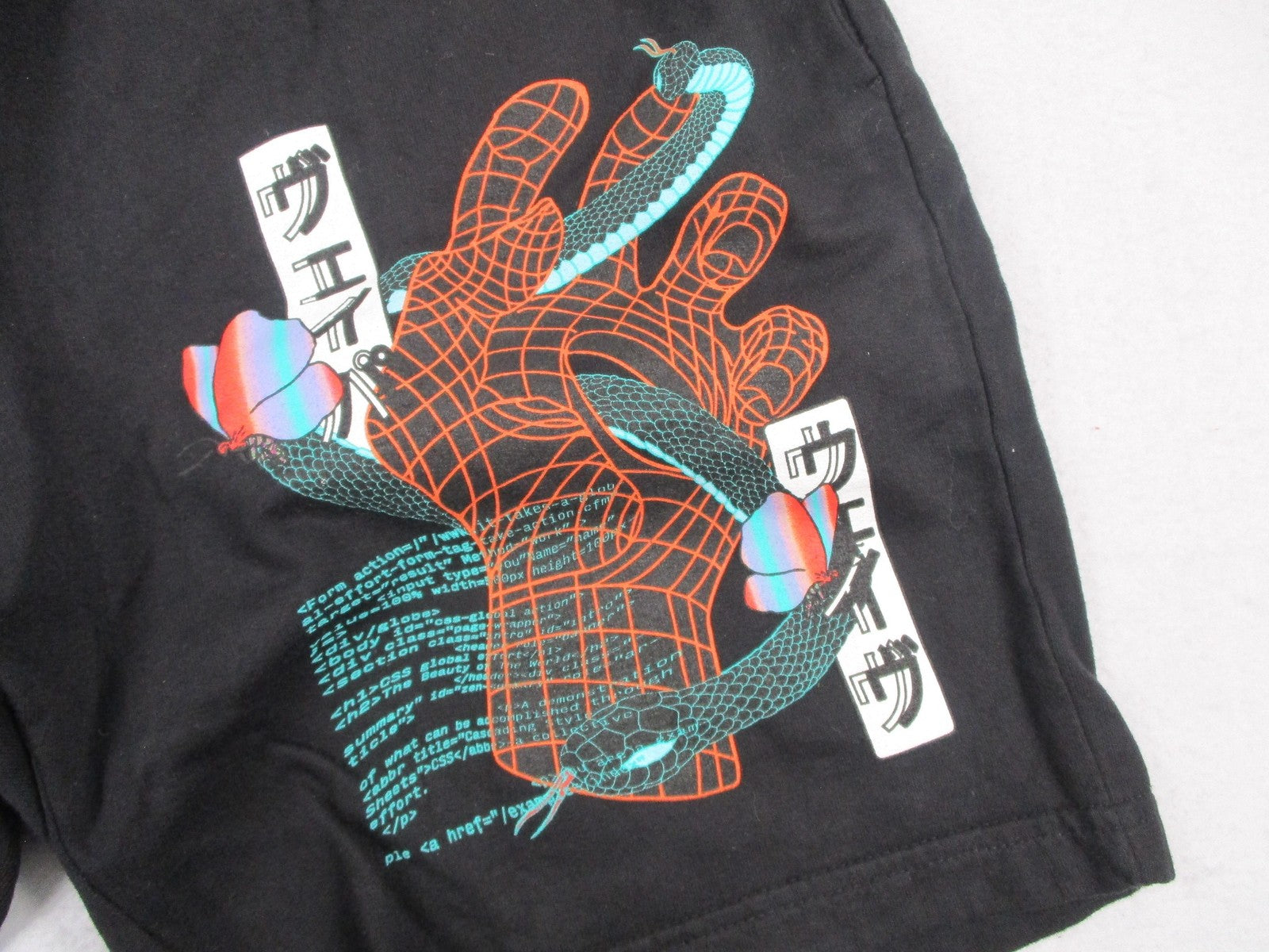 Vitriol Adroit Butterfly Snake Shorts Mens Small Black Fleece Graphic