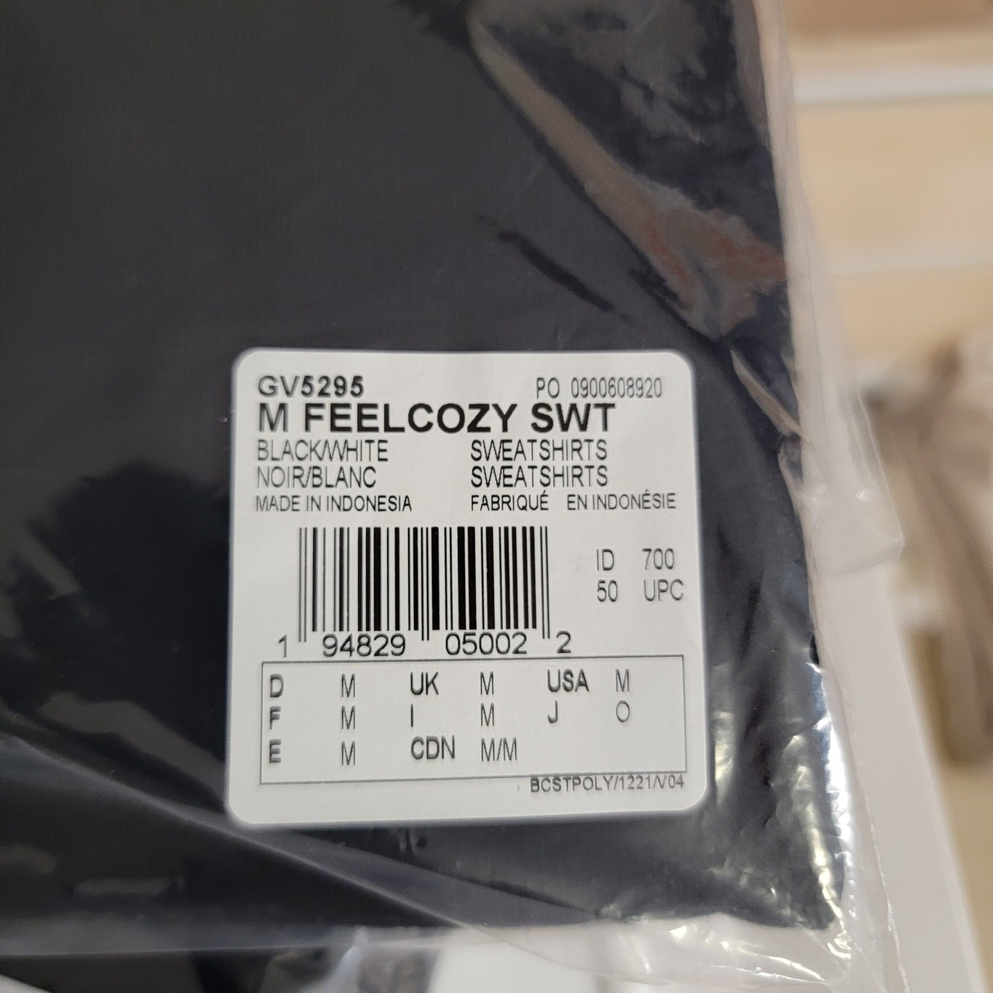 Adidas Mens Feelcozy Sweatshirt Black Sz M GV5295 (860-862)5