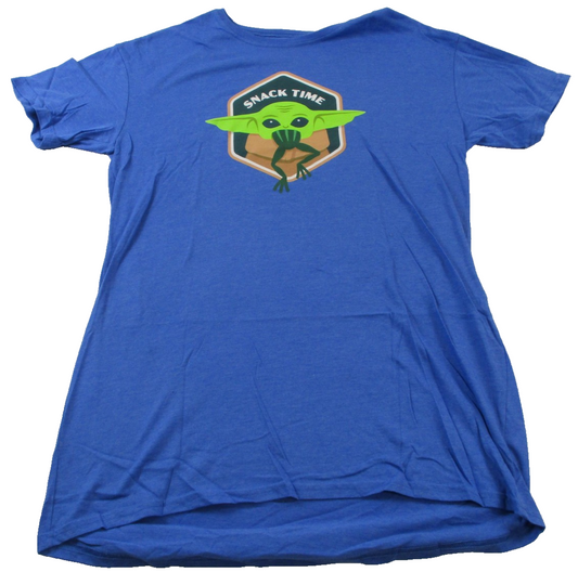 Star Wars Grogu Yoda Snack Time Mens Medium Blue Mandalorian Graphic Tee 1529300