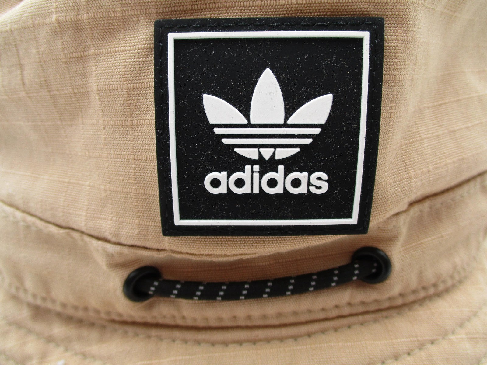 Adidas Hat Cap Bucket Mens One Size Beige Canvas Trefoil Logo Outdoor Hiking1