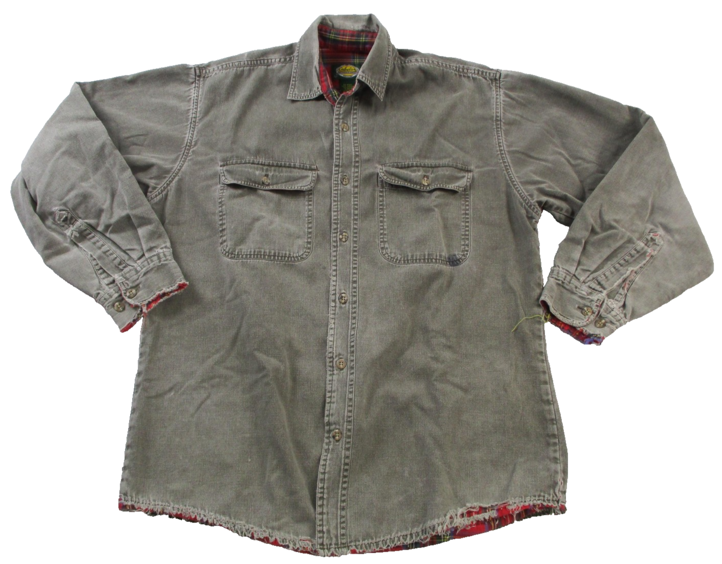 Vintage 90s Cabela's Flannel Lined Stonewash Shirt Mens M Distressed Used 16100