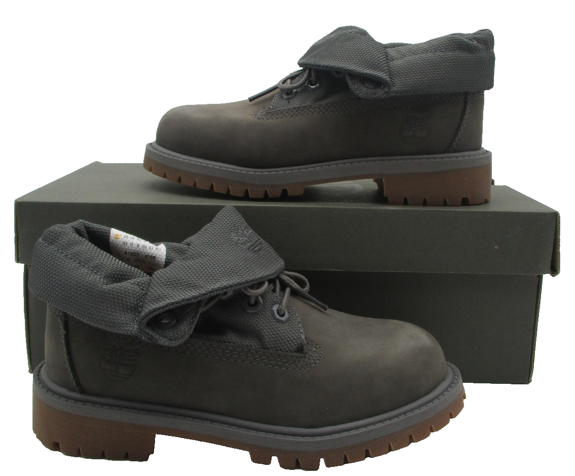 Timberland Boots Girls Size 13.5 Roll Top Grey Mono Combat Youth TB0A16C79