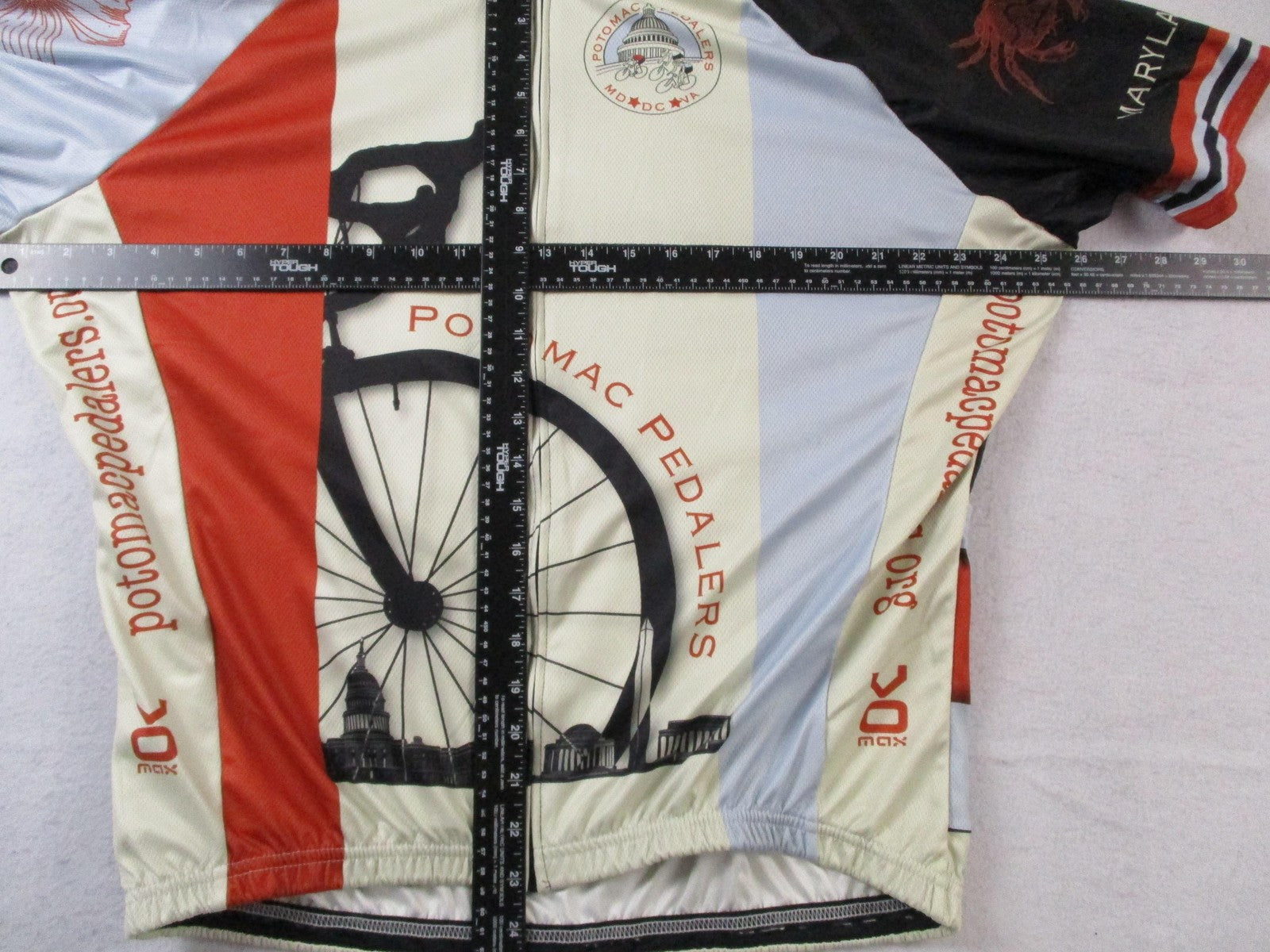 VOmax Potomac Pedalers Cycling Jersey Mens 4XL Washington DC Map Full Zip USA6