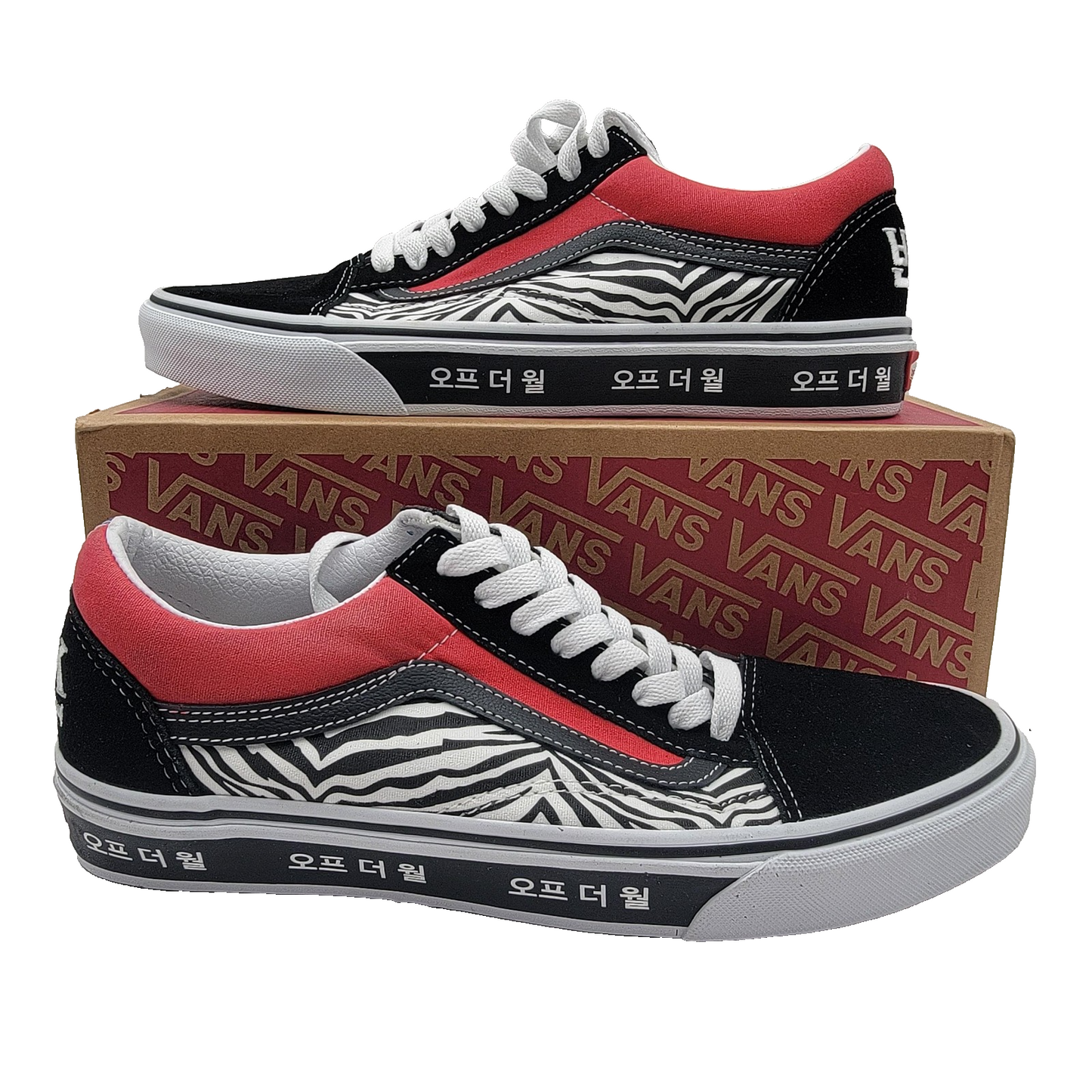 Vans Old Skool Shoes Zebra/Cherry Blossom Korean Typography