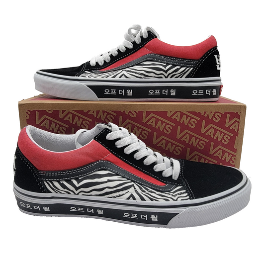 Vans Old Skool Shoes Zebra/Cherry Blossom Korean Typography