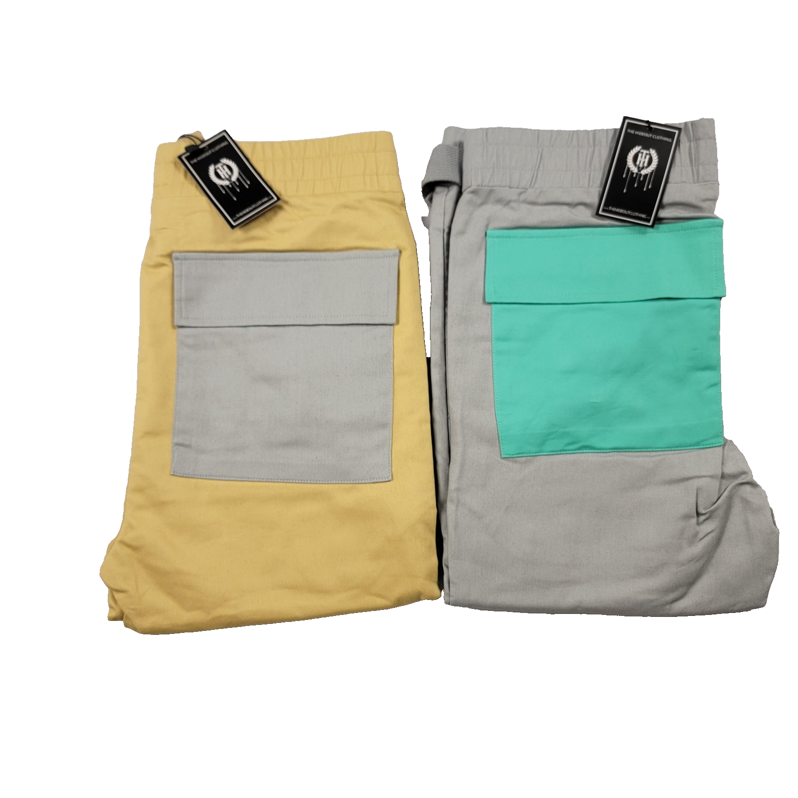 The Hideout Clothing THC Cargo Pants 2Pack Bundle Yellow & Grey Size S 7988012