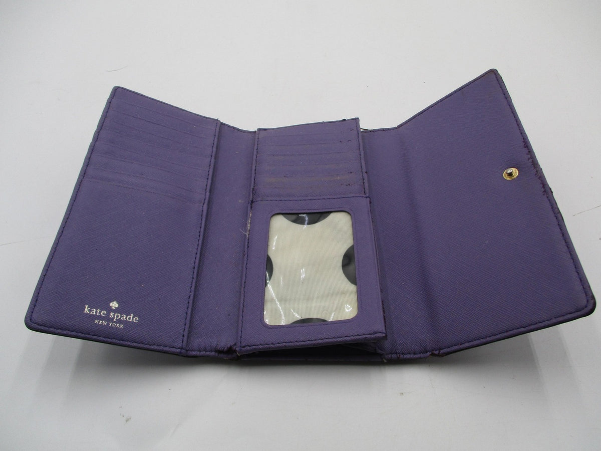 Kate Spade Wallet Womens One Size Purple Leather Zip Trifold ID Window6