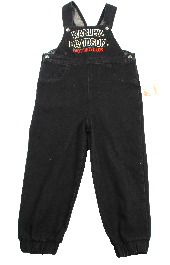 HarleyDavidson Jeans Overalls Toddler Kids 2/3T Black Denim Tapered Bib