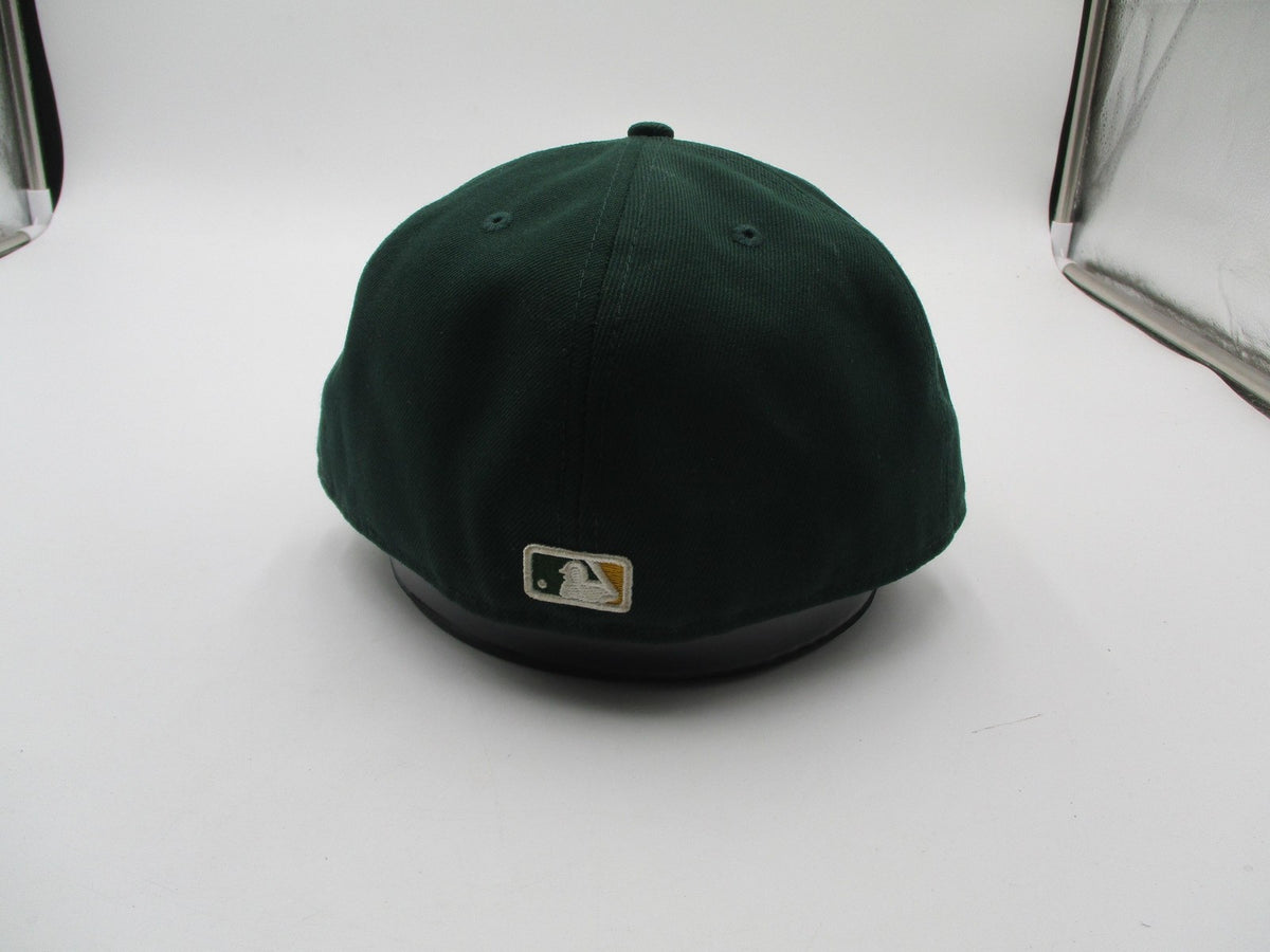 Oakland Athletics Hat Cap Fitted Mens 7 5/8 Green Yellow MLB Baseball New Era6