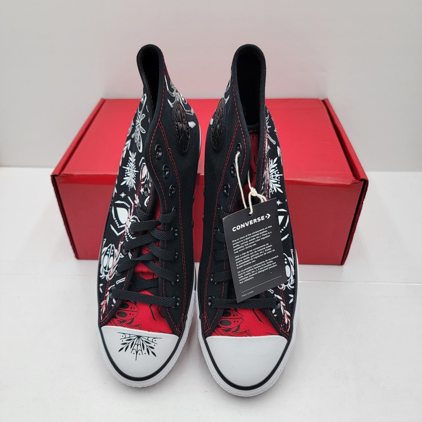 Converse By You CTAS Hi Red/Black Custom Sneakers - Size 83