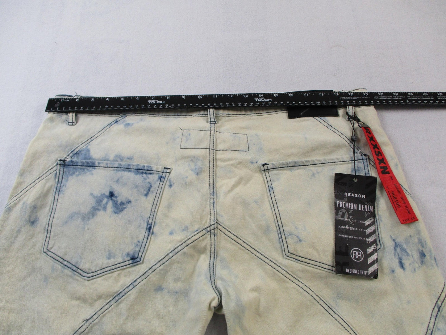Reason Jeans Mens 44 Slim Acid Wash Mulberry Moto Skull Denim Embroidered 142213