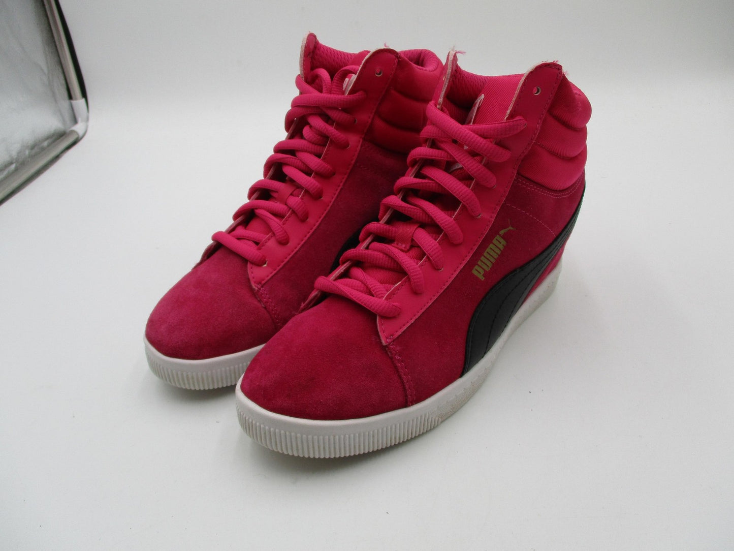 Puma Sportlifestyle Shoes Womens Size 8.5 Pink Suede High Top Wedge 356049-030