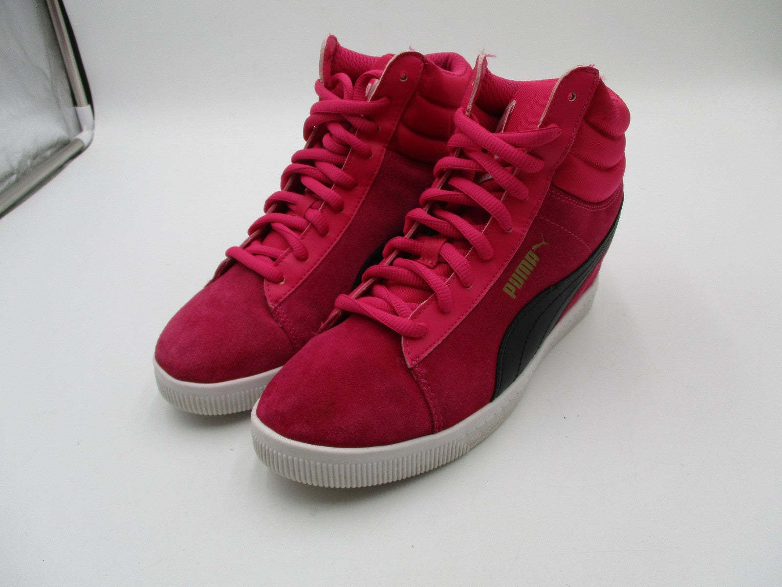 Puma Sportlifestyle Shoes Womens Size 8.5 Pink Suede High Top Wedge 356049-030