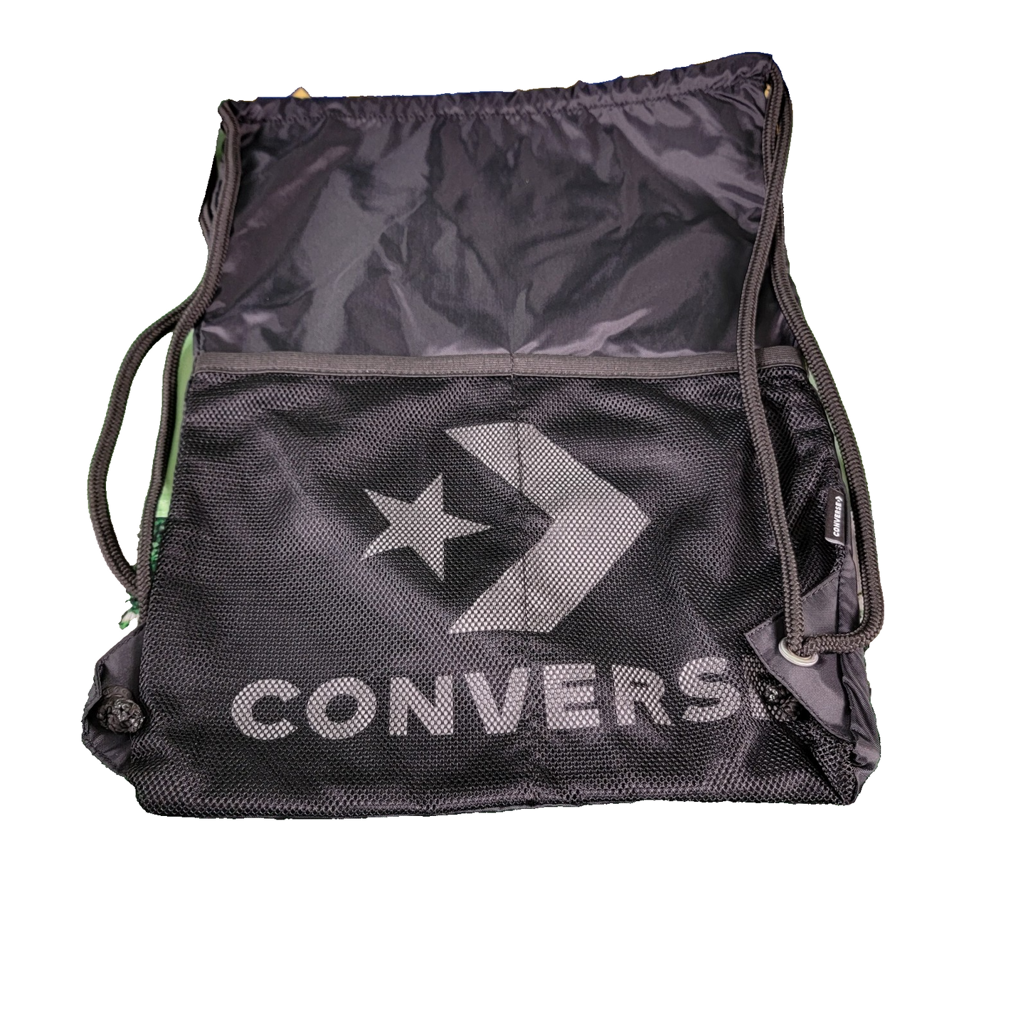 Converse Drawstring Backpack Black Mesh Logo Gym Sackpack Bag OS New With Tags0