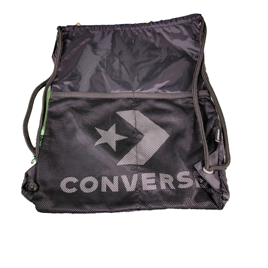 Converse Drawstring Backpack Black Mesh Logo Gym Sackpack Bag OS New With Tags0