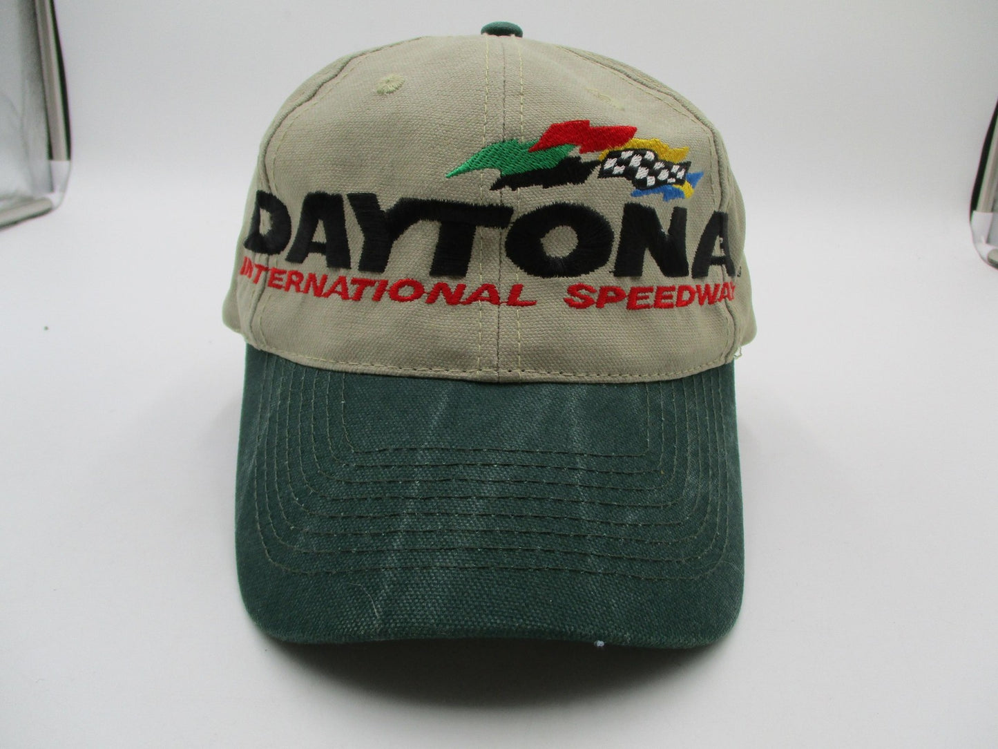 Daytona International Speedway Hat Cap Strap Back One Size Beige NASCAR HeadShot0