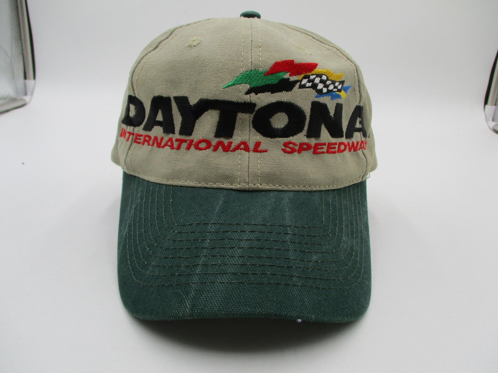 Daytona International Speedway Hat Cap Strap Back One Size Beige NASCAR HeadShot0