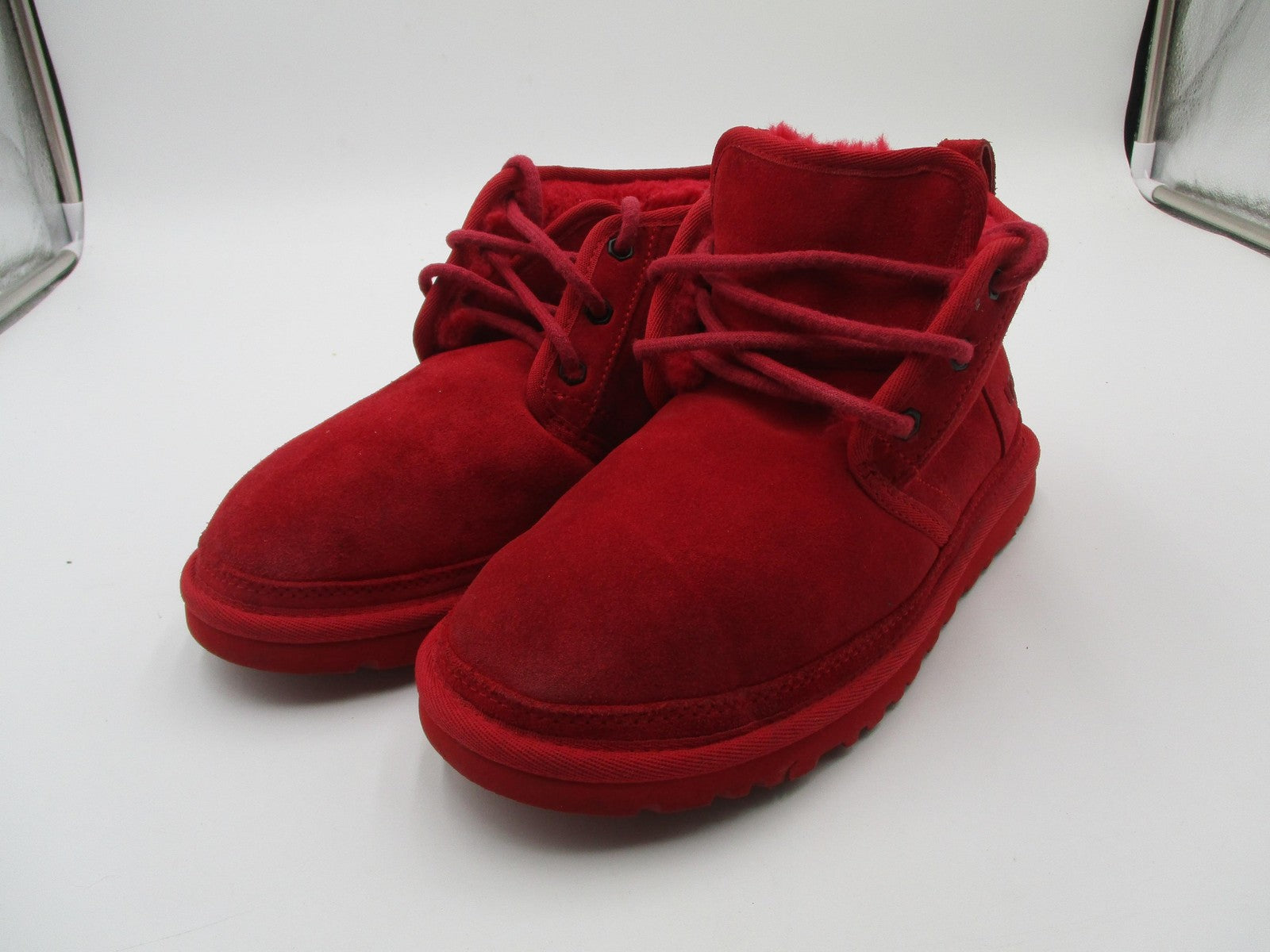 UGG Boots Womens Size 7 Red Suede Sheepskin Lined Ankle Chukka 10942690
