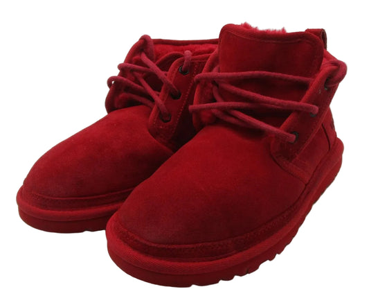 UGG Boots Womens Size 7 Red Suede Sheepskin Lined Ankle Chukka 10942690