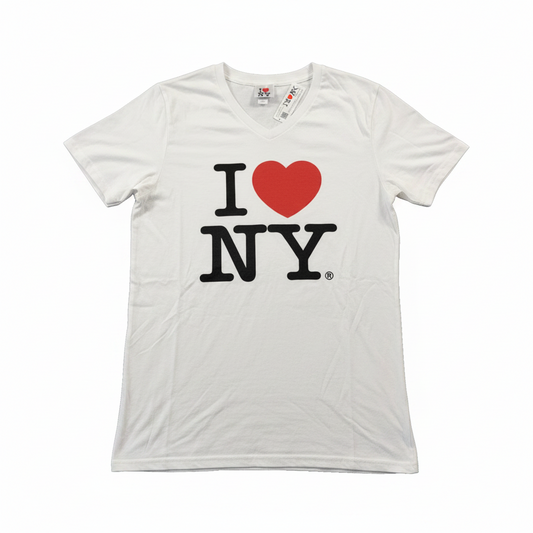 I Love NY Tourism Women's V-Neck White Tee New with Tags