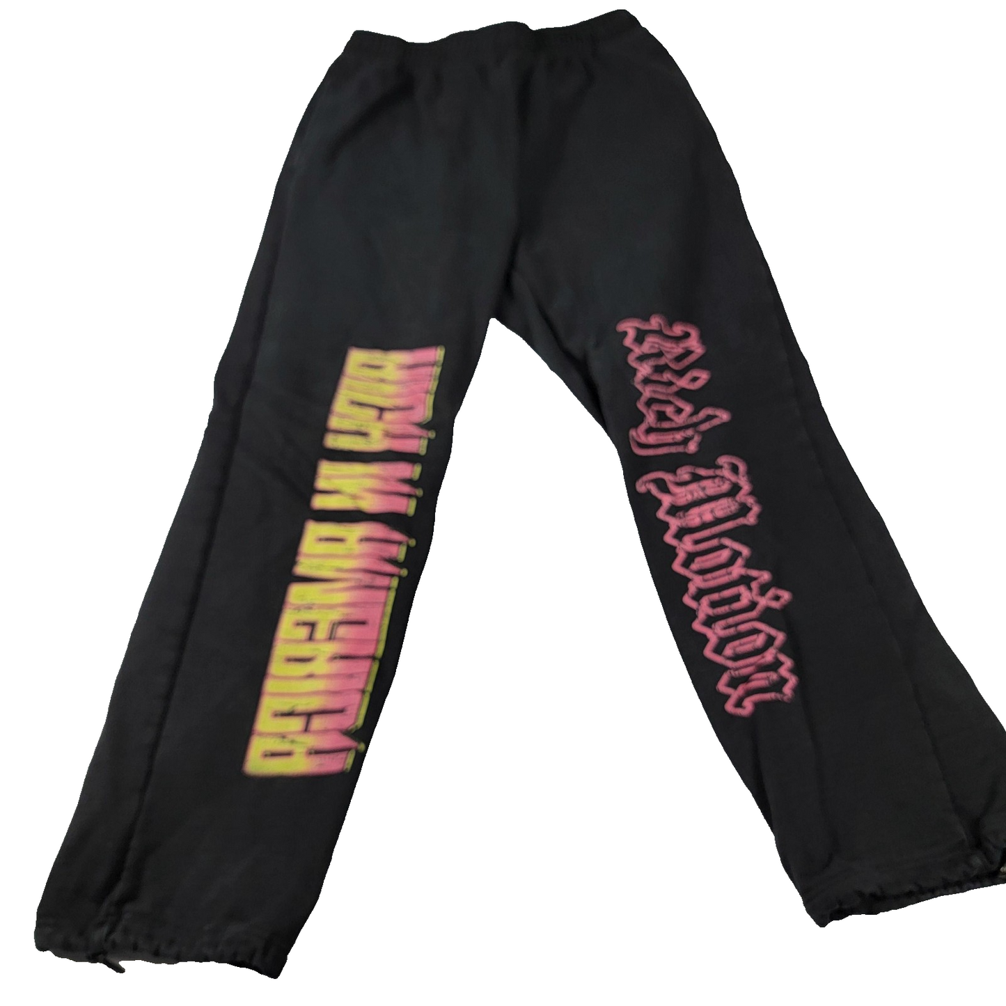 MADE Pants Mens Lg Black Rich Motion Graphic Sweatpants Toggle Hem MD1031