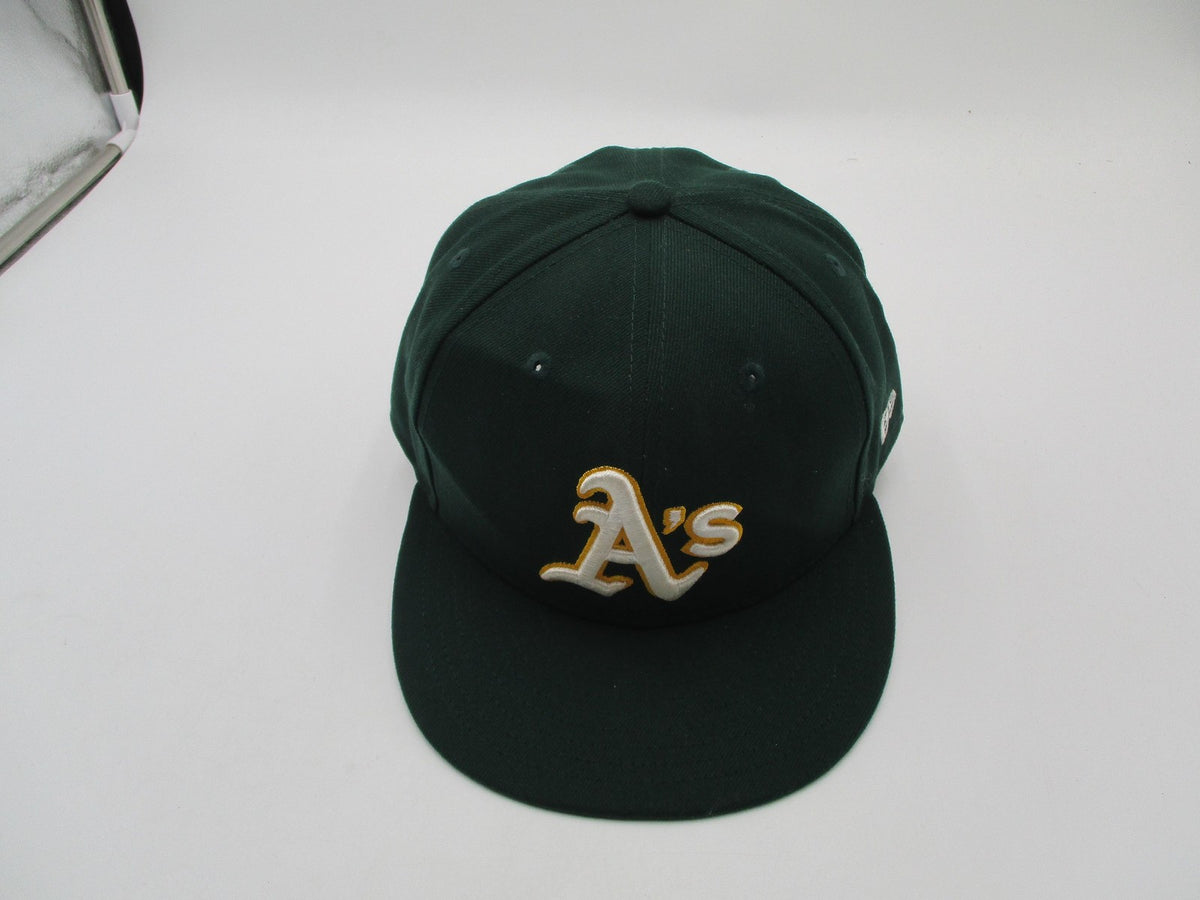 Oakland Athletics Hat Cap Fitted Mens 7 5/8 Green Yellow MLB Baseball New Era2